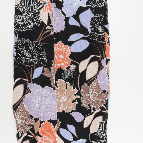 Autograph Womens Black Floral Viscose Wrap Skirt Size 6 Zip