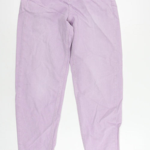 Marks and Spencer Womens Purple Cotton Mom Jeans Size 6 L29 in Regular Zip