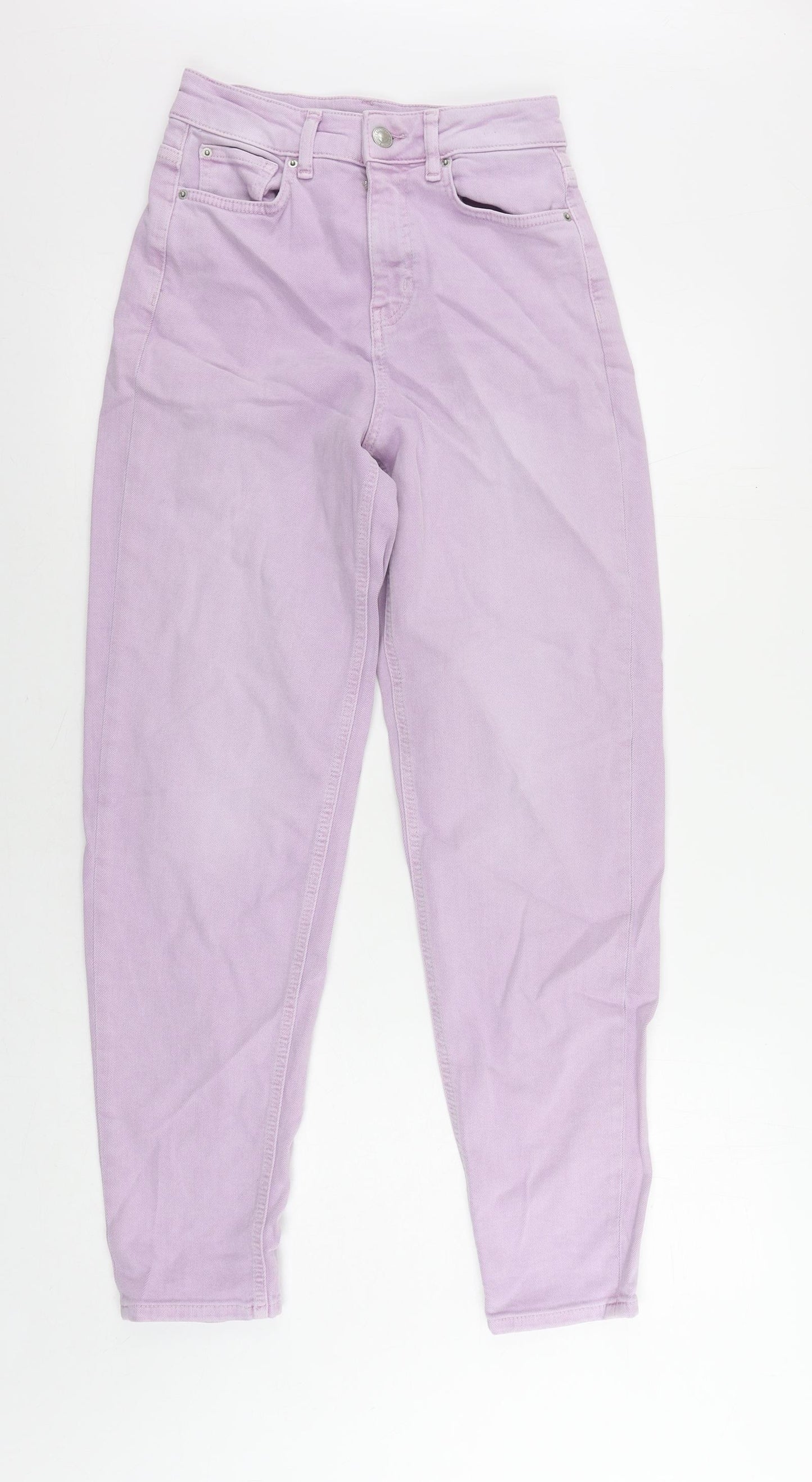 Marks and Spencer Womens Purple Cotton Mom Jeans Size 6 L29 in Regular Zip