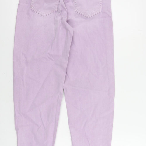 Marks and Spencer Womens Purple Cotton Mom Jeans Size 6 L29 in Regular Zip