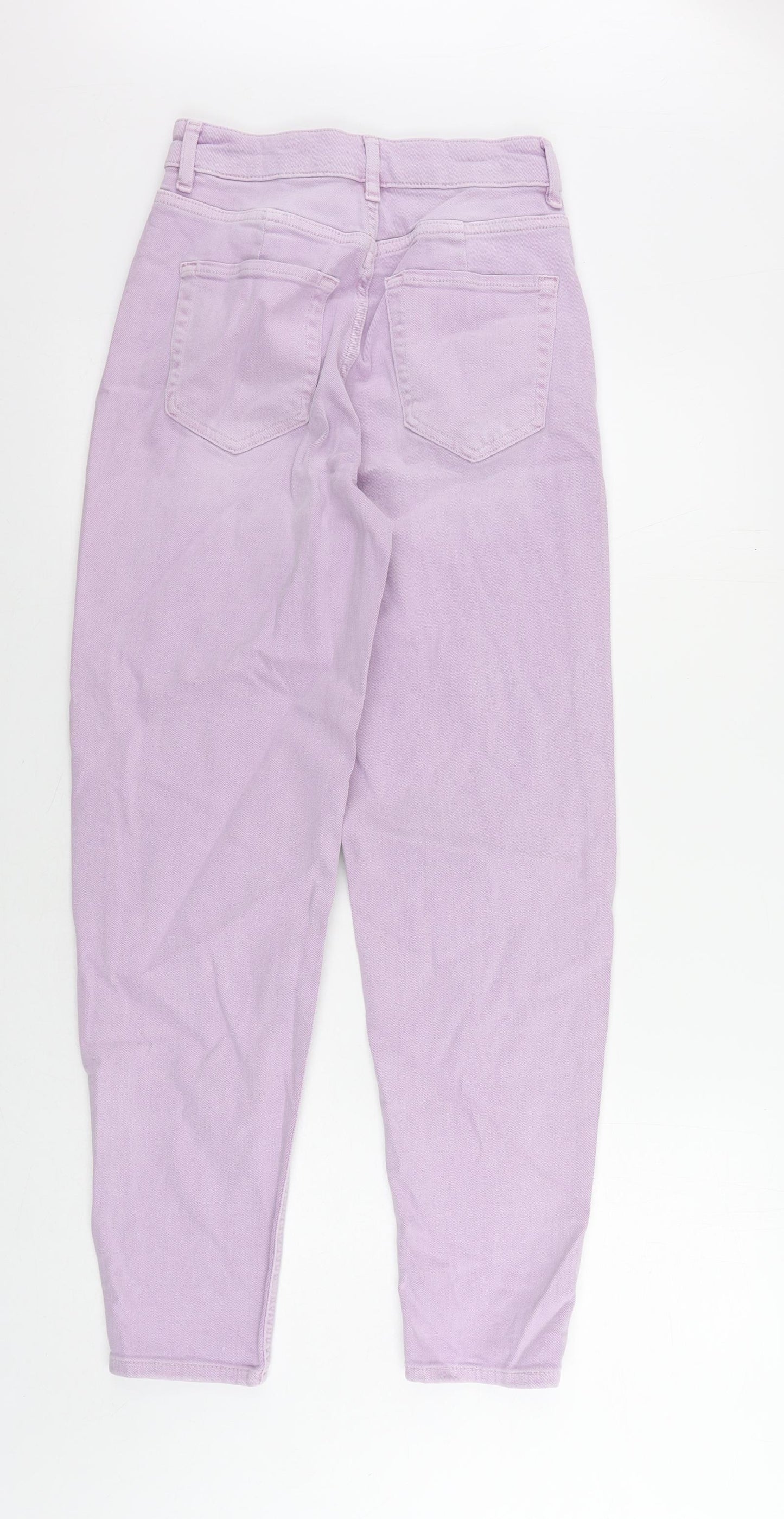 Marks and Spencer Womens Purple Cotton Mom Jeans Size 6 L29 in Regular Zip