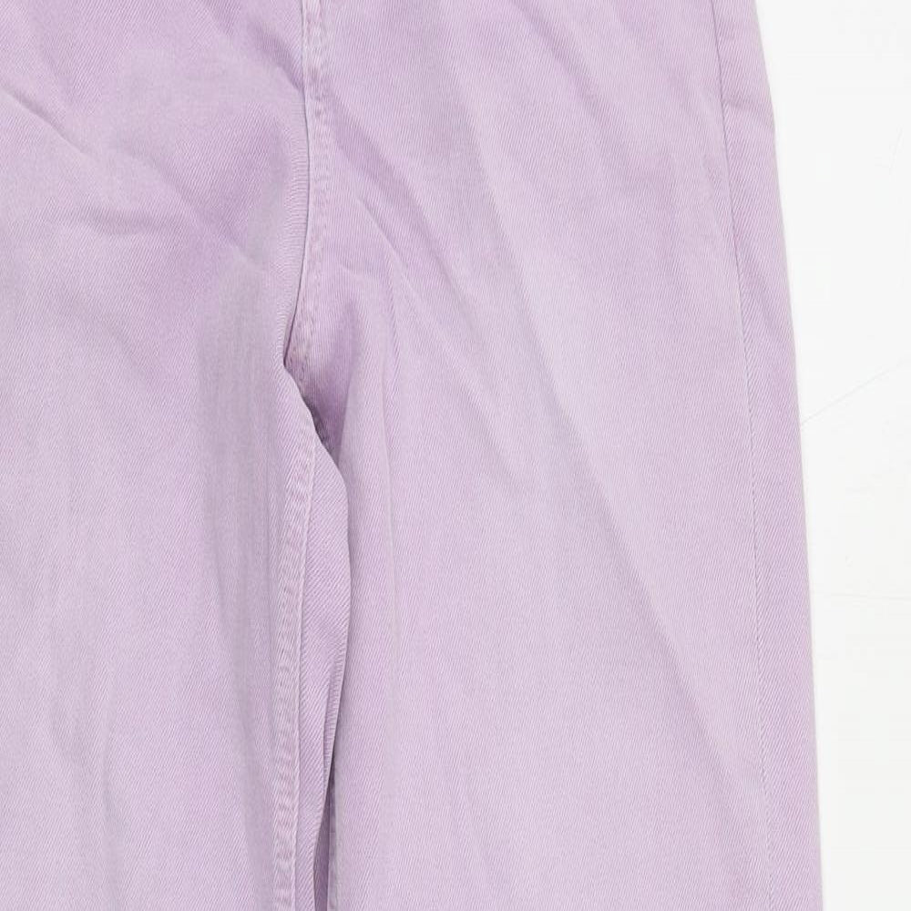 Marks and Spencer Womens Purple Cotton Mom Jeans Size 6 L29 in Regular Zip