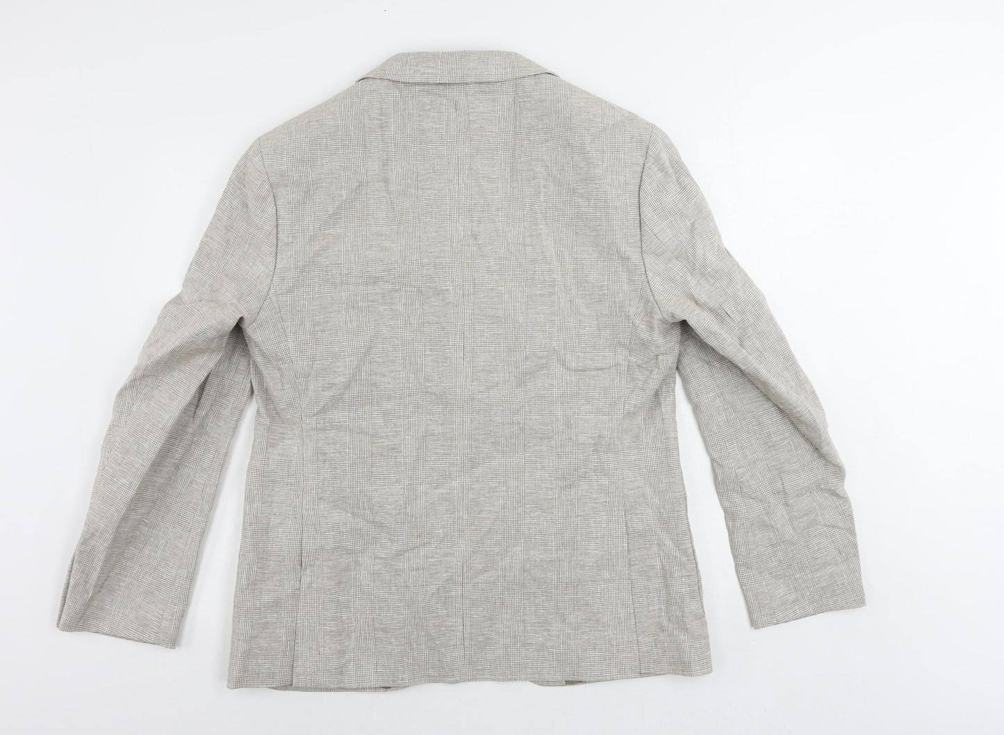 Marks and Spencer Mens Beige Plaid Linen Jacket Suit Jacket Size 42 Regular