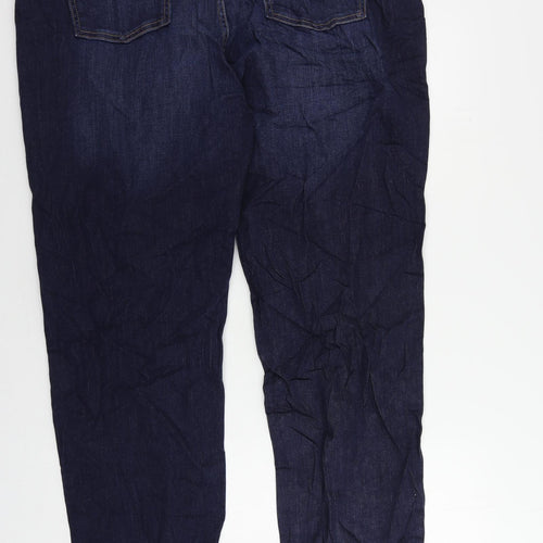 Marks and Spencer Womens Blue Cotton Straight Jeans Size 22 L31 in Regular Zip