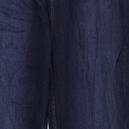 Marks and Spencer Womens Blue Cotton Straight Jeans Size 22 L31 in Regular Zip