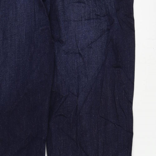 Marks and Spencer Womens Blue Cotton Straight Jeans Size 22 L31 in Regular Zip