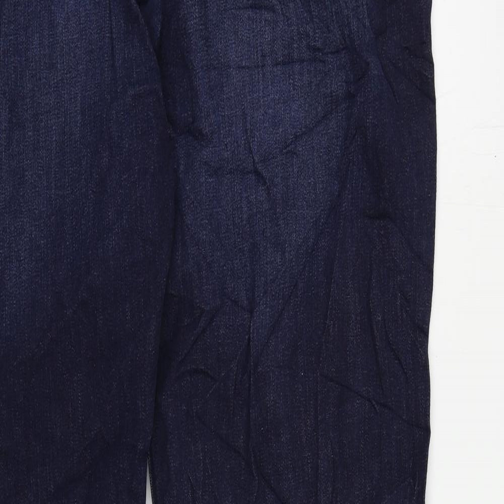 Marks and Spencer Womens Blue Cotton Straight Jeans Size 22 L31 in Regular Zip