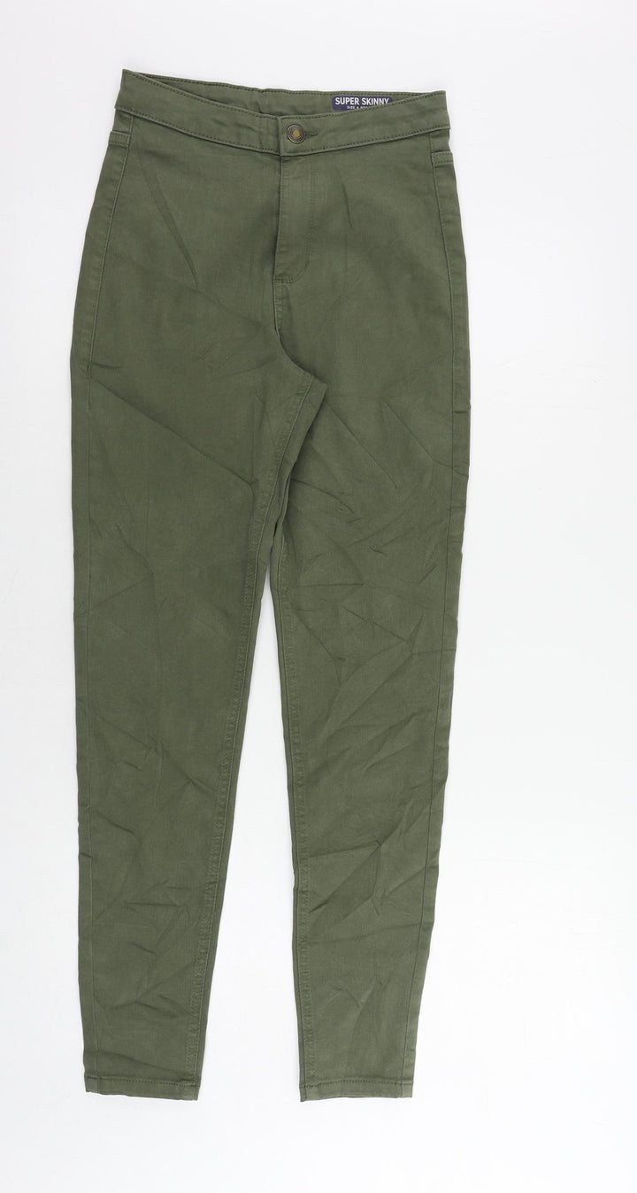 Marks and Spencer Womens Green Cotton Skinny Jeans Size 8 L28 in Regular