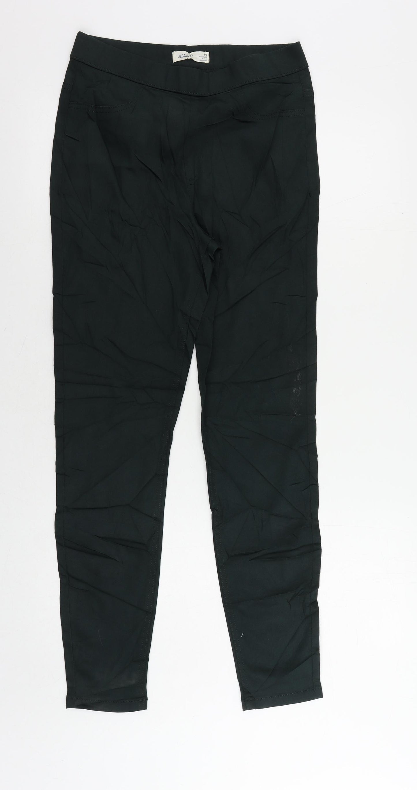 Marks and Spencer Womens Green Cotton Jegging Jeans Size 10 L29 in Regular - Elastic Waist