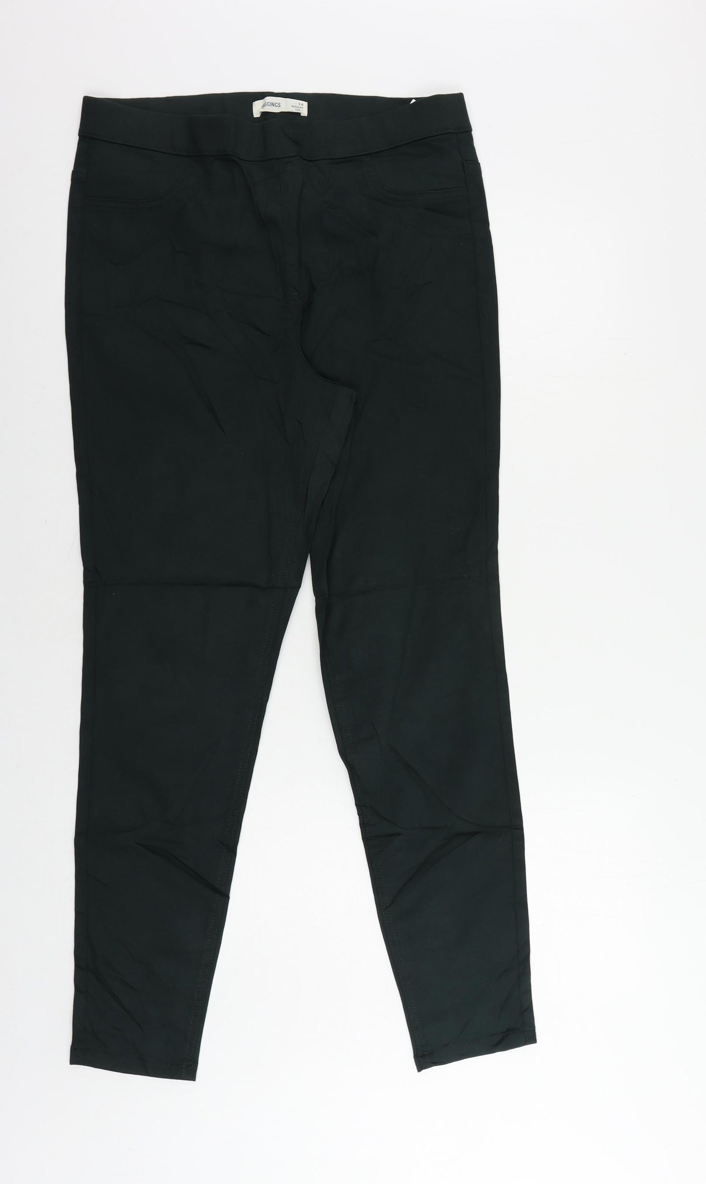 Marks and Spencer Womens Green Cotton Jegging Jeans Size 14 L29 in Regular - Elastic Waist