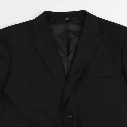 Marks and Spencer Mens Black Polyester Jacket Suit Jacket Size 44 Regular