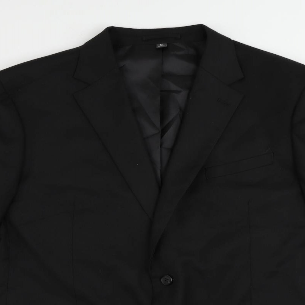 Marks and Spencer Mens Black Polyester Jacket Suit Jacket Size 44 Regular