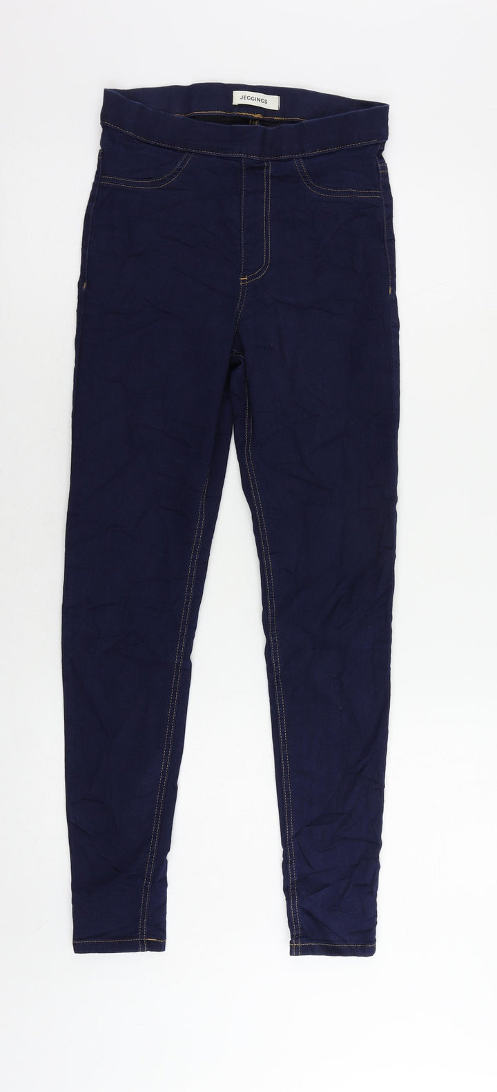 Marks and Spencer Womens Blue Cotton Jegging Jeans Size 8 L29 in Regular - Elastic Waist
