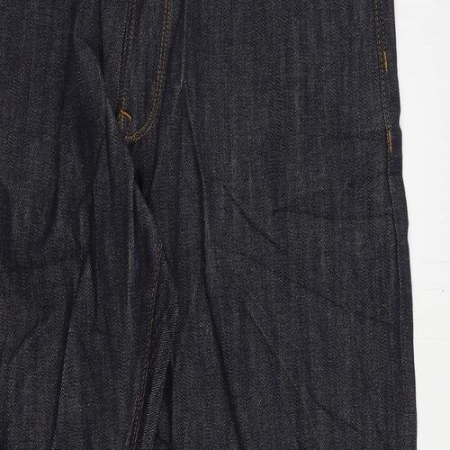 Marks and Spencer Mens Blue Cotton Straight Jeans Size 32 in L29 in Slim Zip