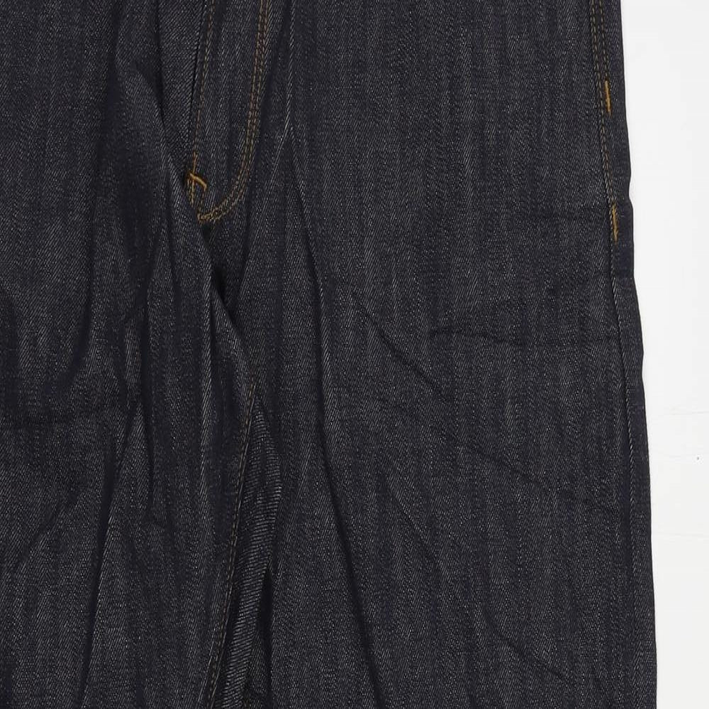 Marks and Spencer Mens Blue Cotton Straight Jeans Size 32 in L29 in Slim Zip