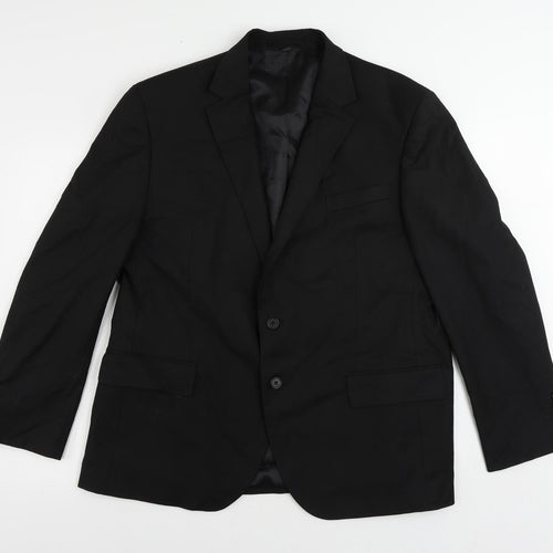 Marks and Spencer Mens Black Polyester Jacket Suit Jacket Size 44 Regular