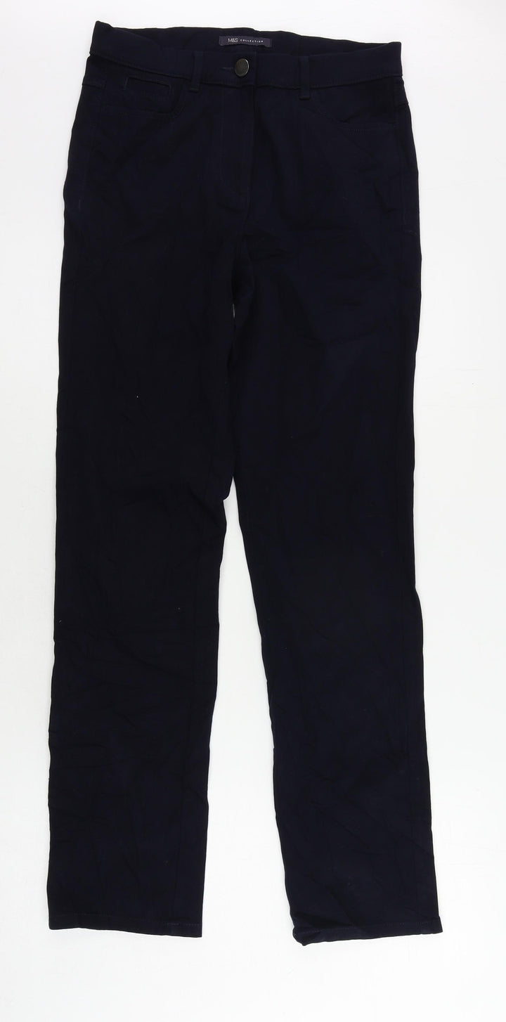 Marks and Spencer Womens Blue Cotton Straight Jeans Size 8 L30 in Regular Zip