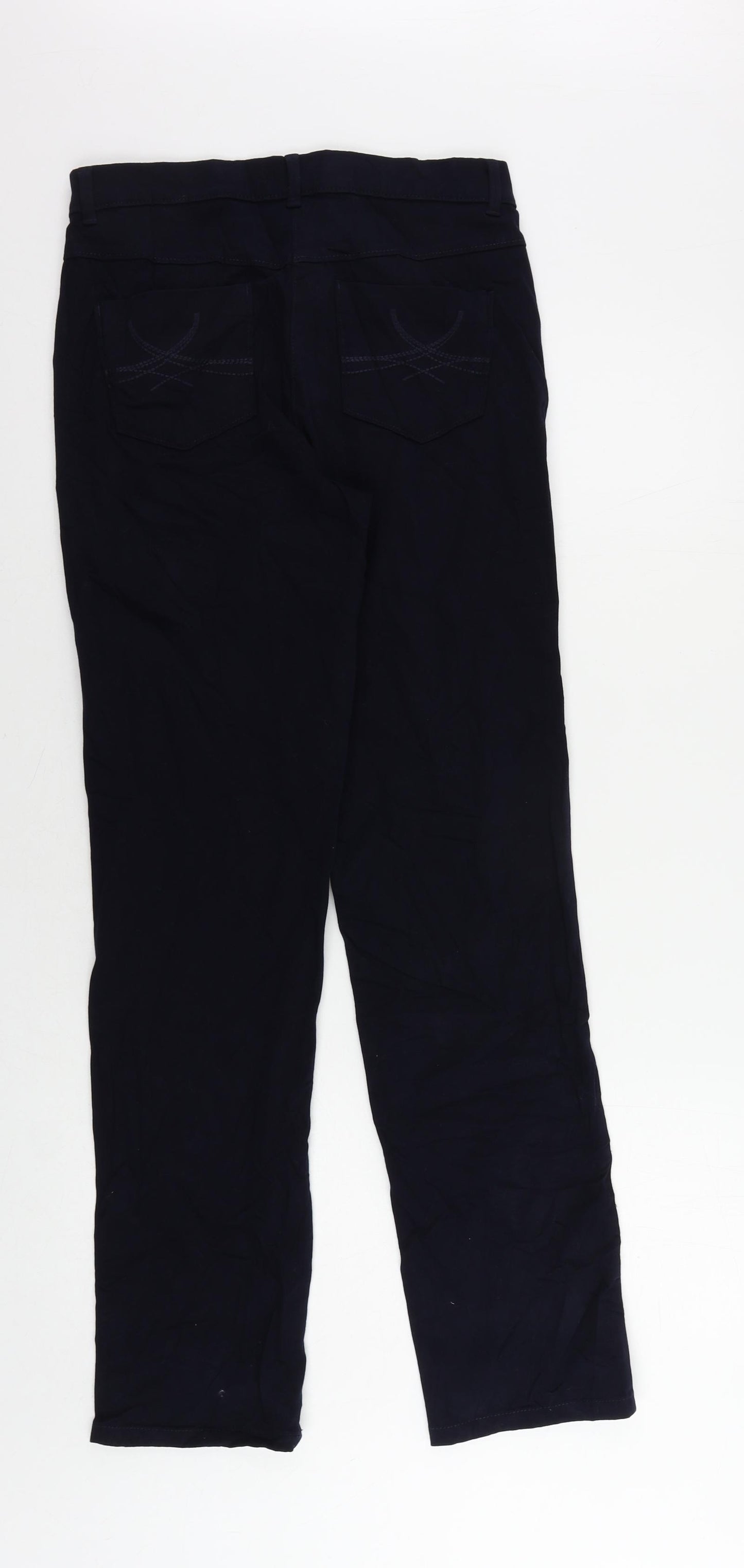 Marks and Spencer Womens Blue Cotton Straight Jeans Size 8 L30 in Regular Zip