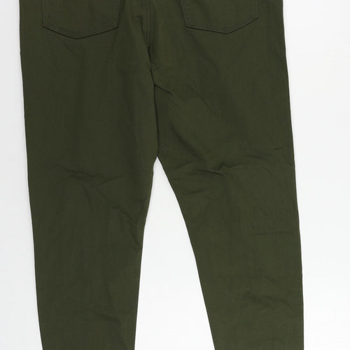 Marks and Spencer Womens Green Cotton Jegging Jeans Size 18 L27 in Regular - Elastic Waist