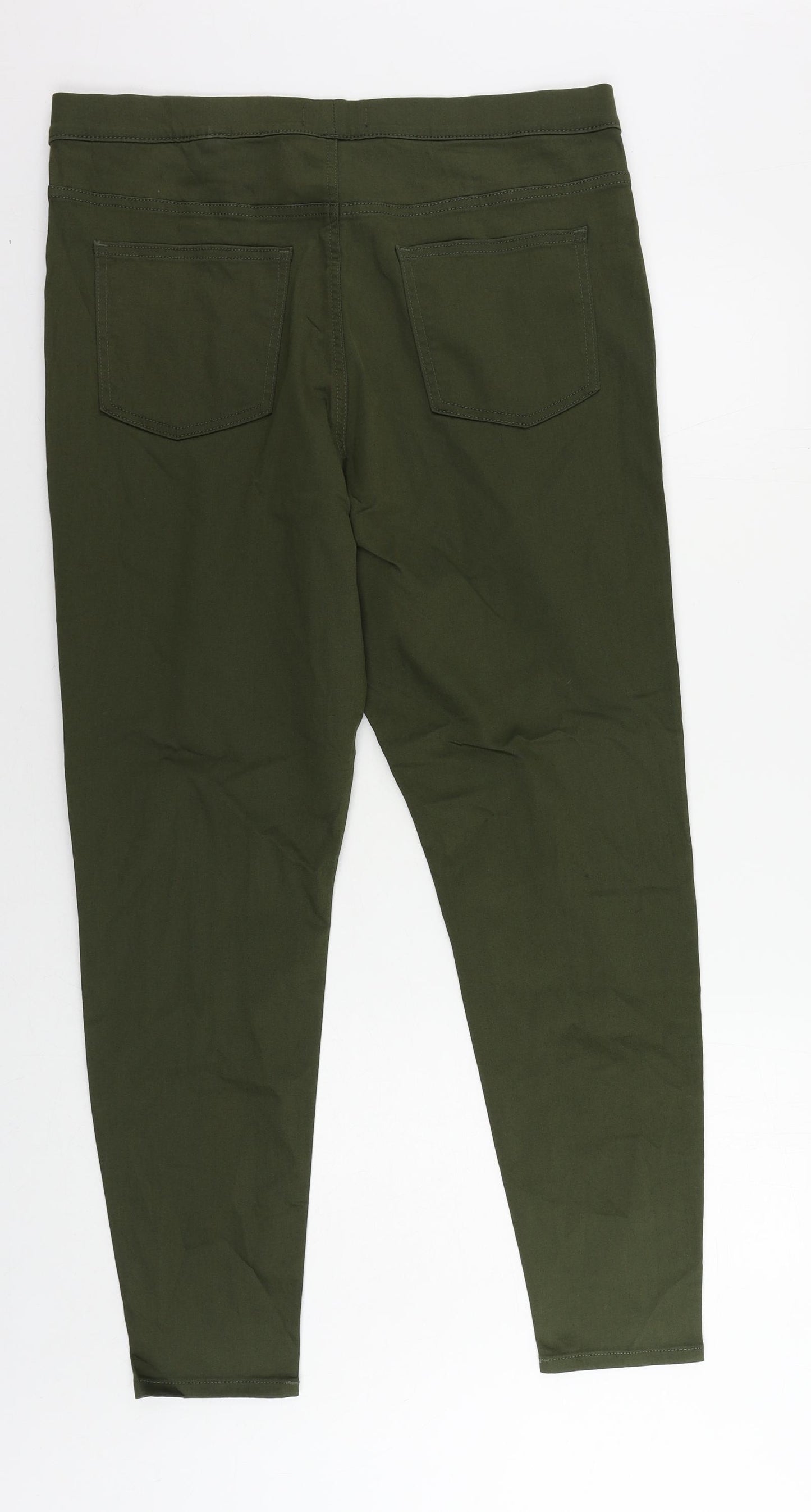 Marks and Spencer Womens Green Cotton Jegging Jeans Size 18 L27 in Regular - Elastic Waist