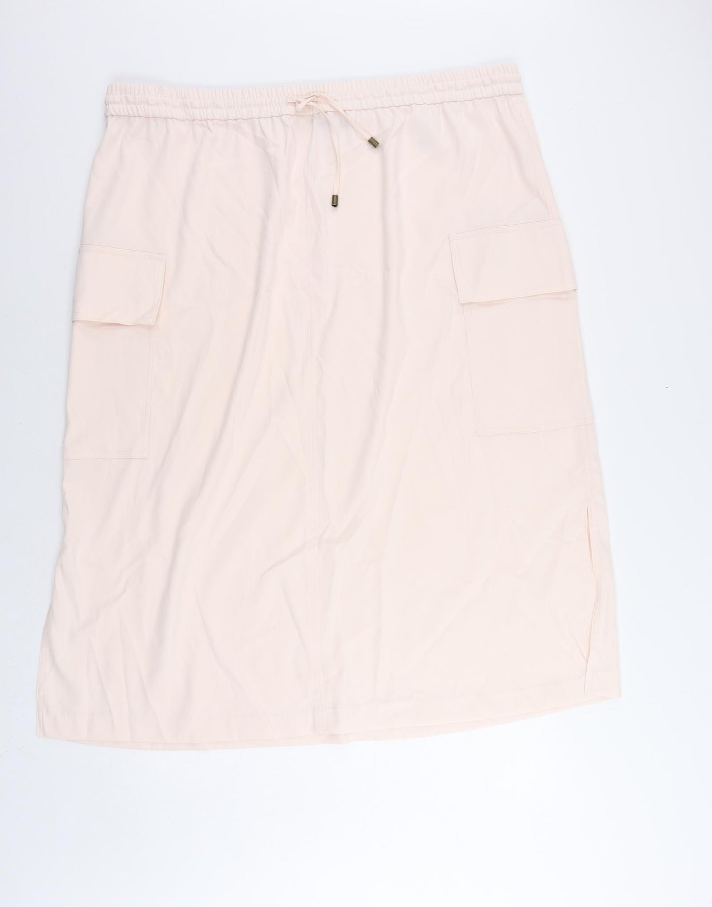 Marks and Spencer Womens Pink Polyester Cargo Skirt Size 22 Drawstring - Adjustable Waist