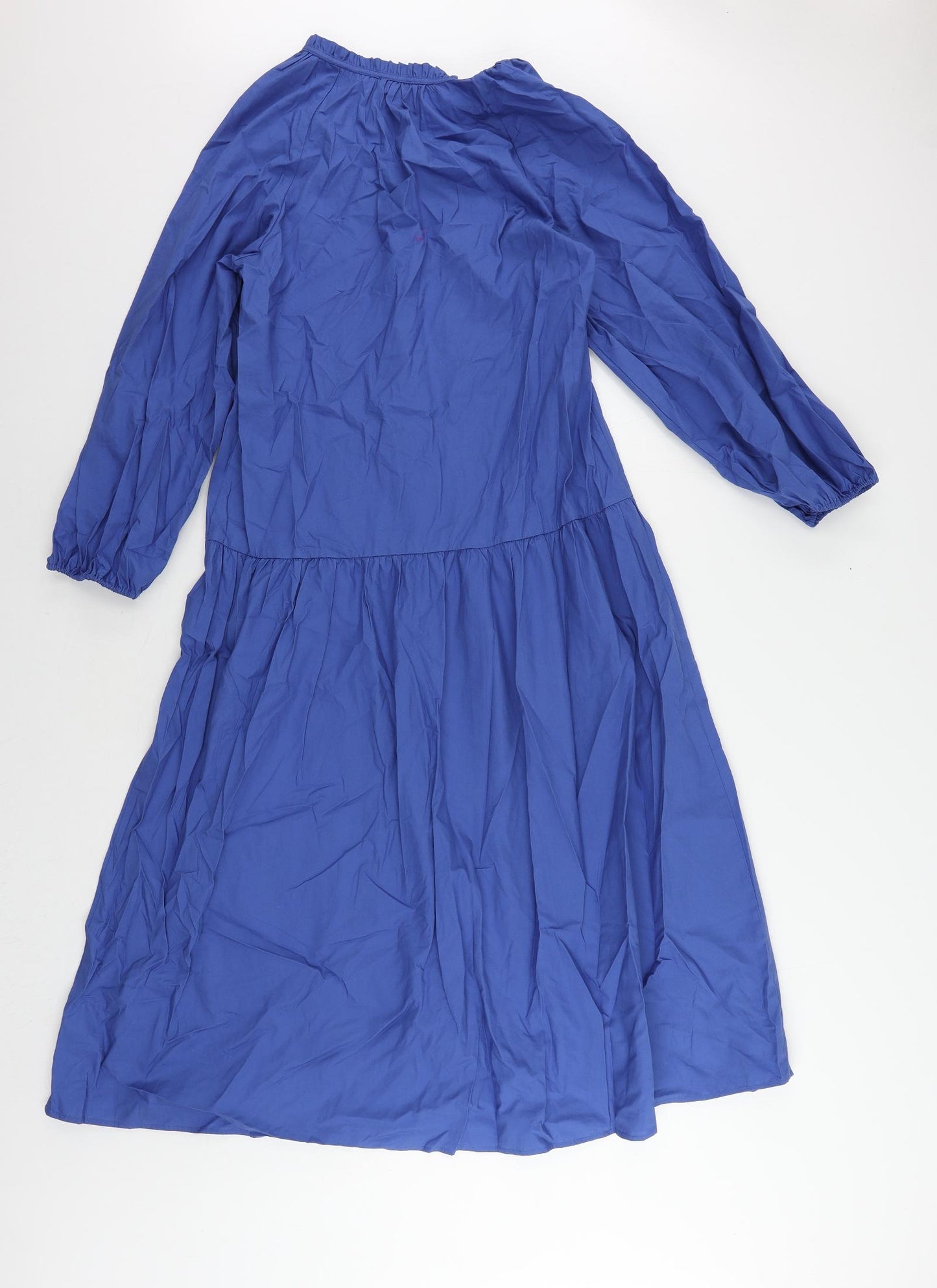 Marks and Spencer Womens Blue Cotton A-Line Size 8 V-Neck Pullover