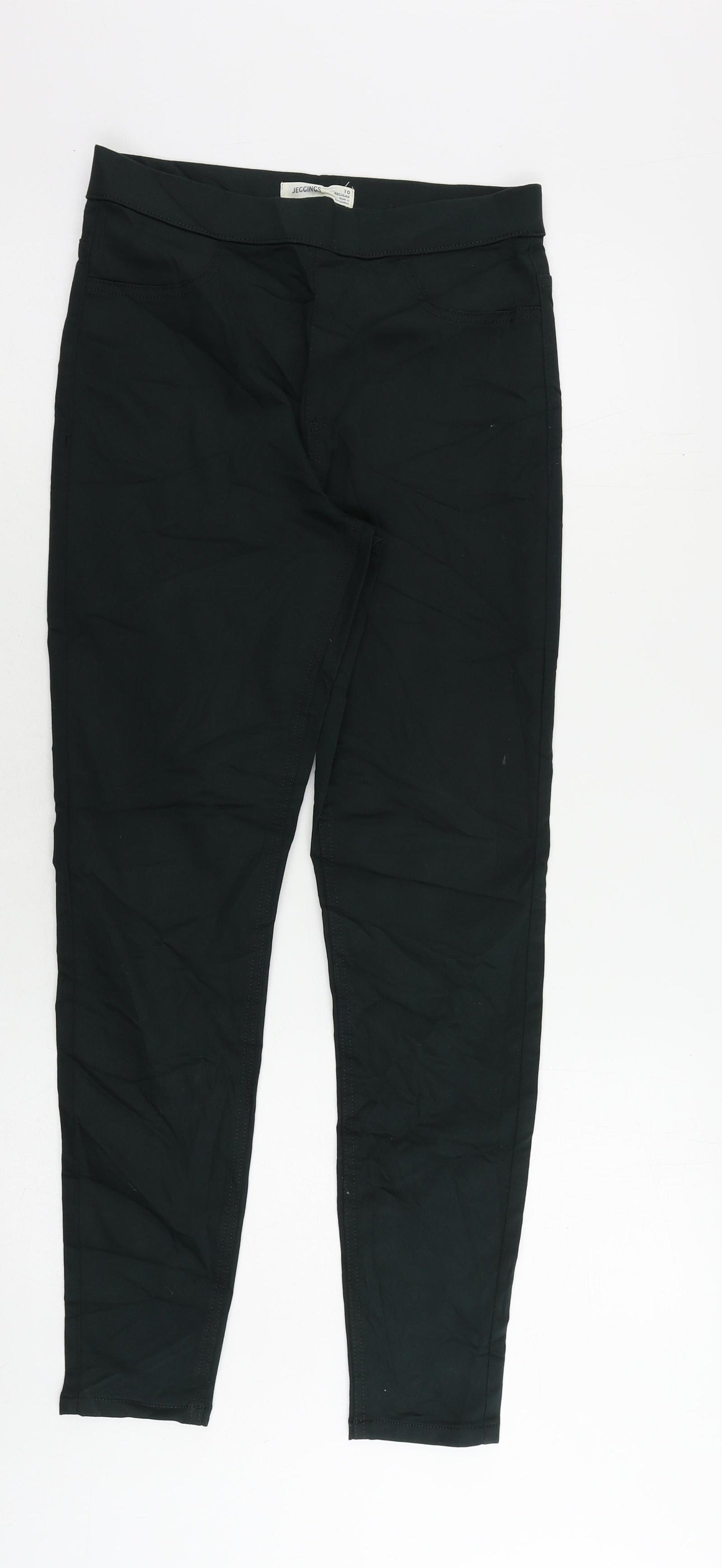 Marks and Spencer Womens Green Cotton Jegging Jeans Size 10 L28 in Regular - Elastic Waist