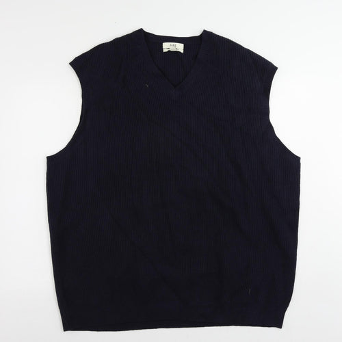 Marks and Spencer Mens Blue V-Neck Polyester Pullover Jumper Size 4XL Sleeveless