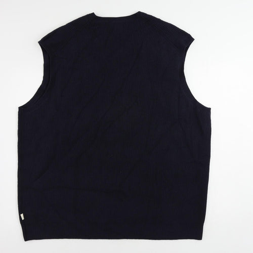 Marks and Spencer Mens Blue V-Neck Polyester Pullover Jumper Size 4XL Sleeveless