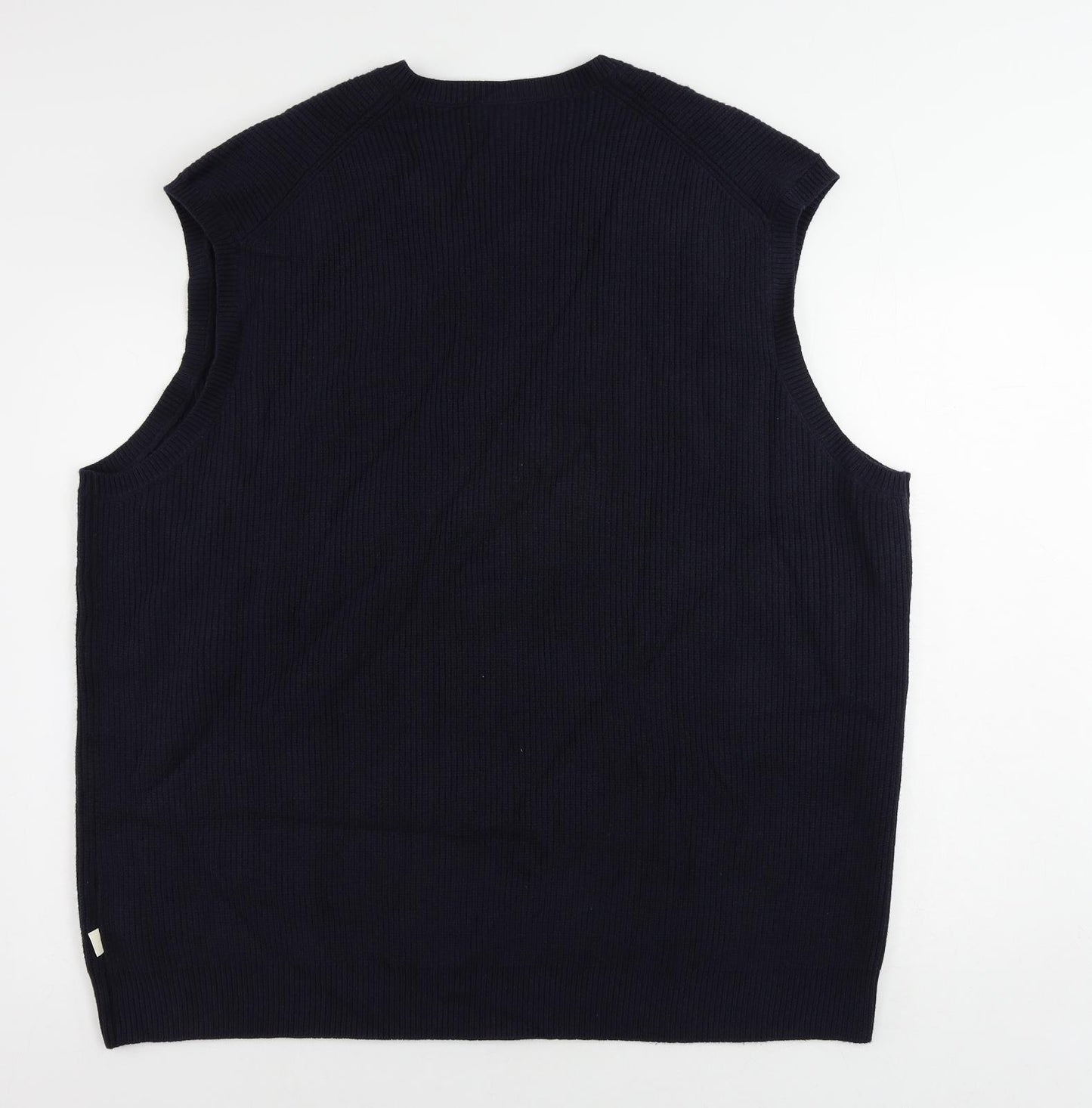 Marks and Spencer Mens Blue V-Neck Polyester Pullover Jumper Size 4XL Sleeveless