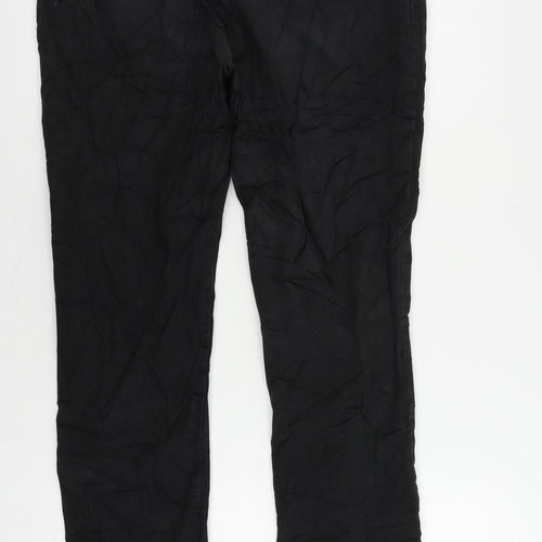 Marks and Spencer Mens Black Cotton Chino Trousers Size 34 in L31 in Regular Zip