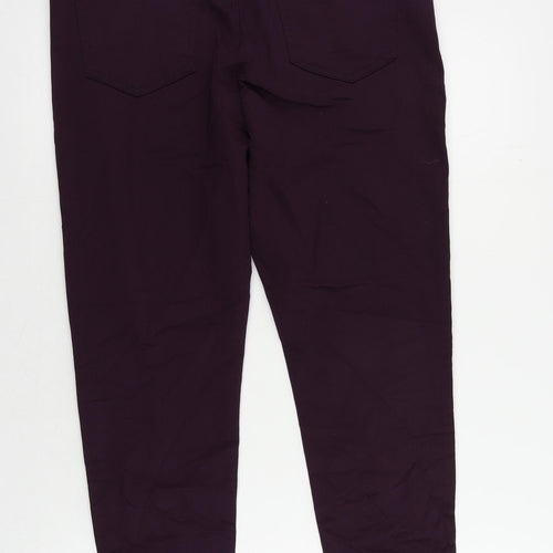 Marks and Spencer Womens Purple Cotton Skinny Jeans Size 14 L26 in Regular - Elastic Waist
