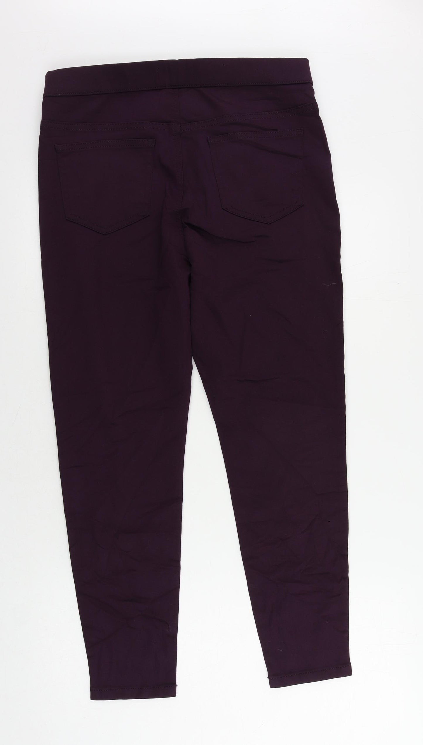 Marks and Spencer Womens Purple Cotton Skinny Jeans Size 14 L26 in Regular - Elastic Waist