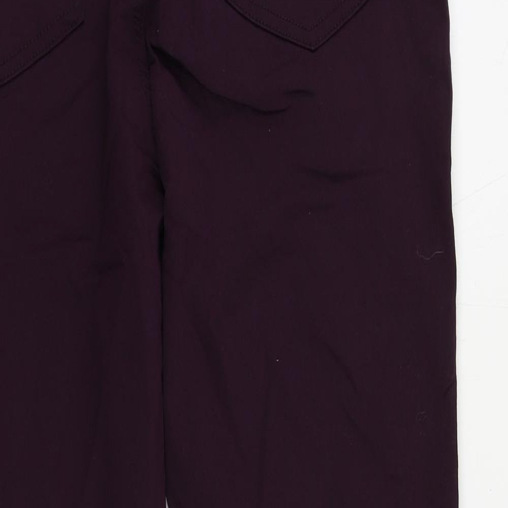 Marks and Spencer Womens Purple Cotton Skinny Jeans Size 14 L26 in Regular - Elastic Waist