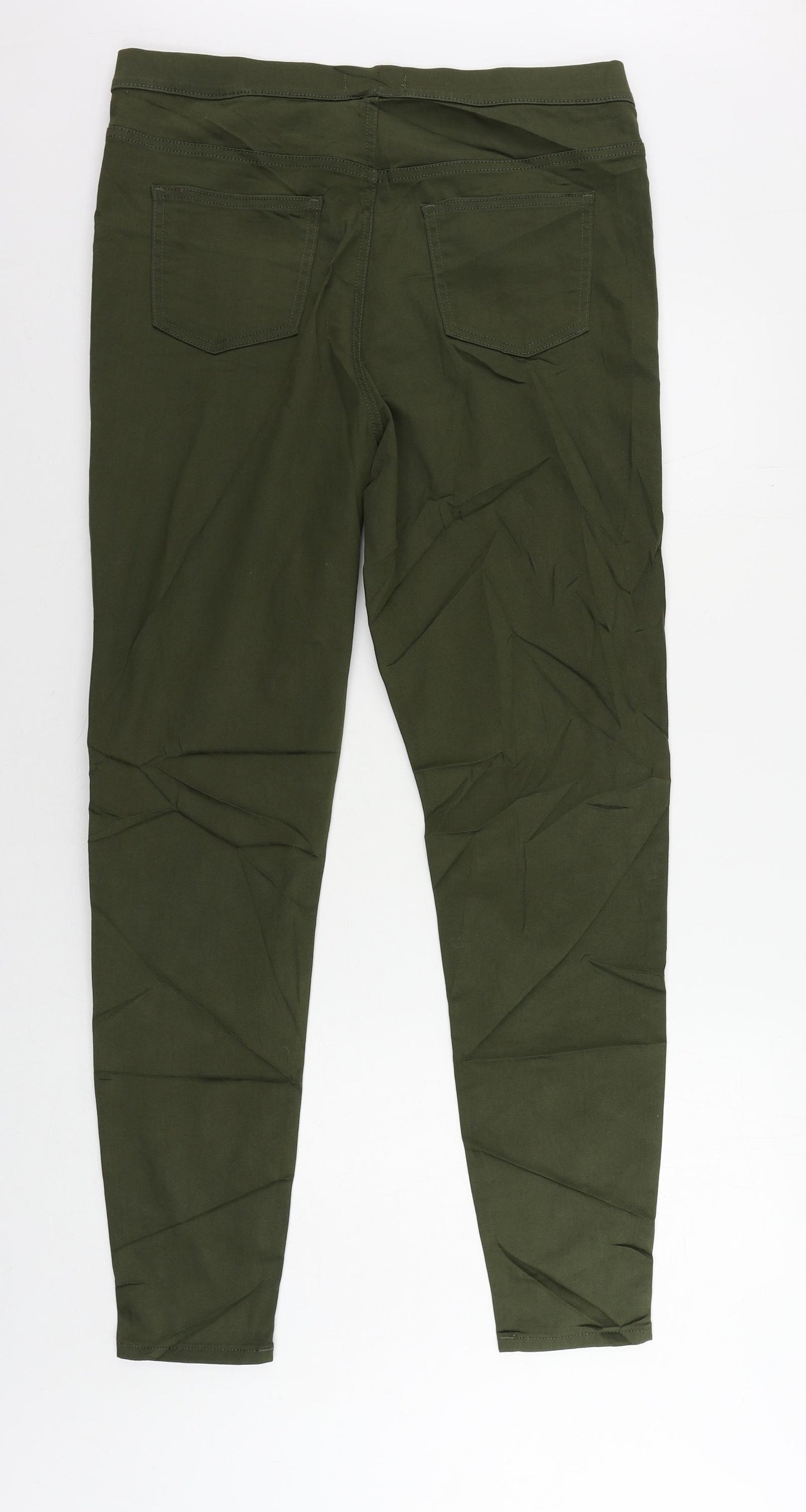 Marks and Spencer Womens Green Cotton Jegging Jeans Size 16 L30 in Regular - Elastic Waist