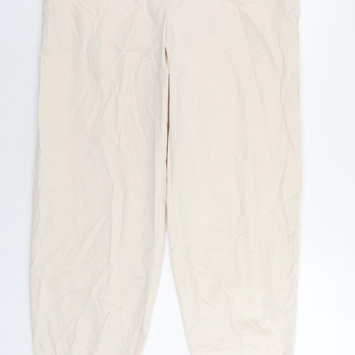 Marks and Spencer Womens Beige Cotton Chino Trousers Size 16 L29 in Regular Zip