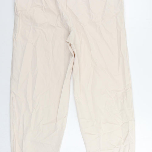 Marks and Spencer Womens Beige Cotton Chino Trousers Size 16 L29 in Regular Zip
