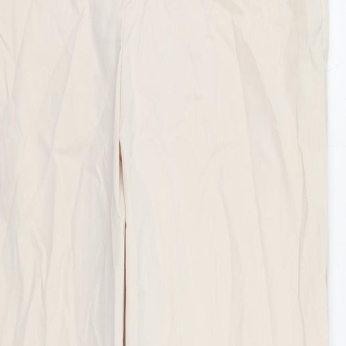 Marks and Spencer Womens Beige Cotton Chino Trousers Size 16 L29 in Regular Zip