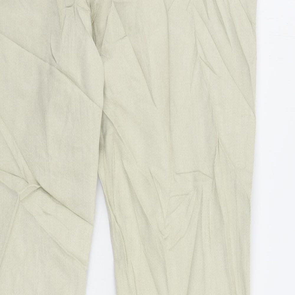 Marks and Spencer Womens Beige Cotton Straight Jeans Size 12 L28 in Regular Zip - Embroidered