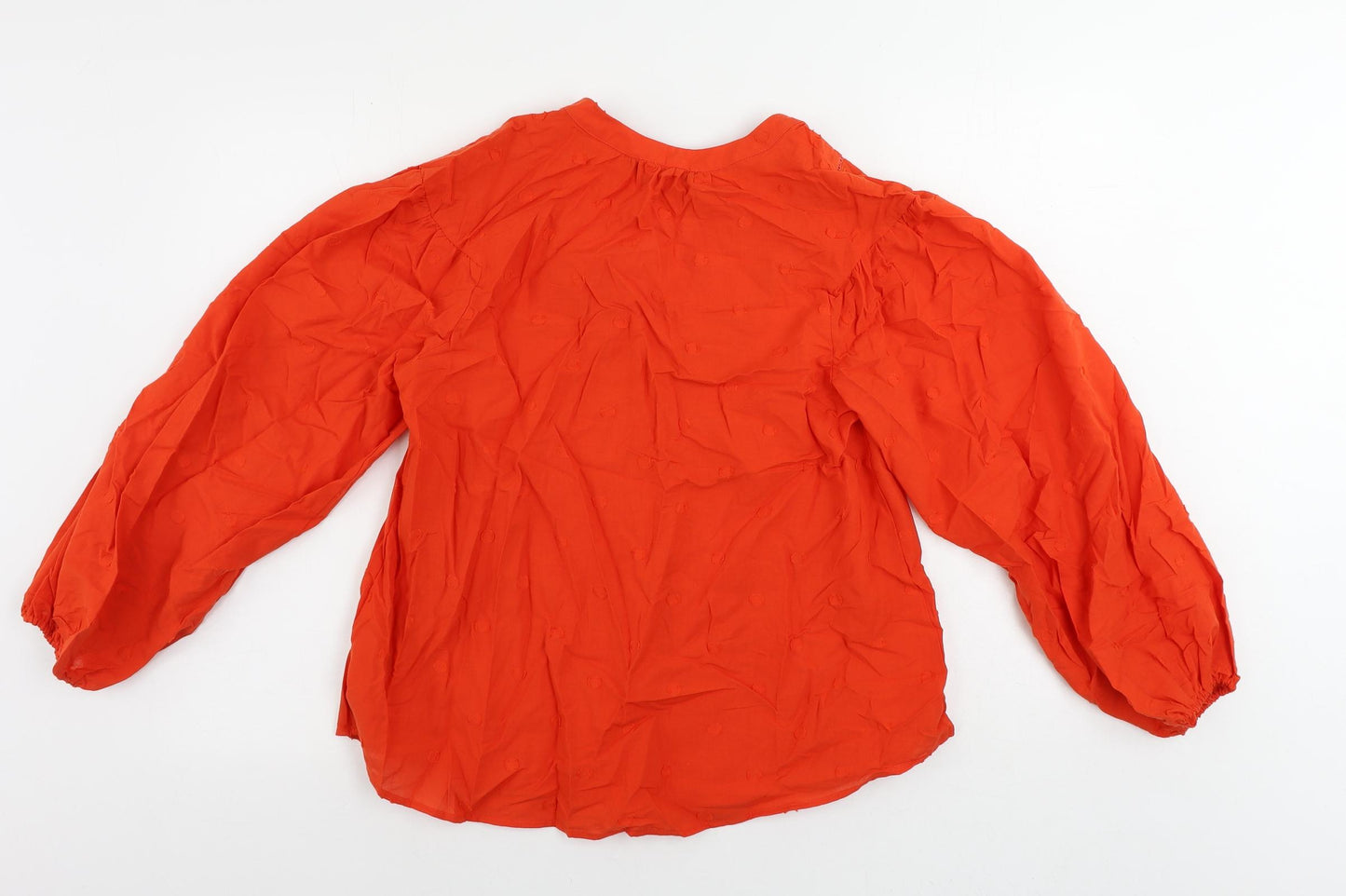 Marks and Spencer Womens Red Cotton Basic Blouse Size 8 V-Neck - Textured