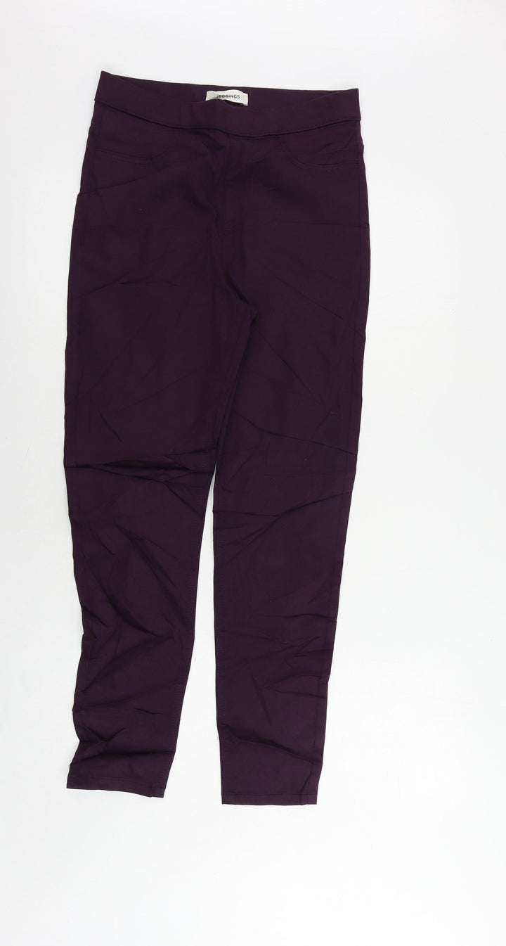Marks and Spencer Womens Purple Cotton Jegging Jeans Size 10 L26 in Regular - Elastic Waist