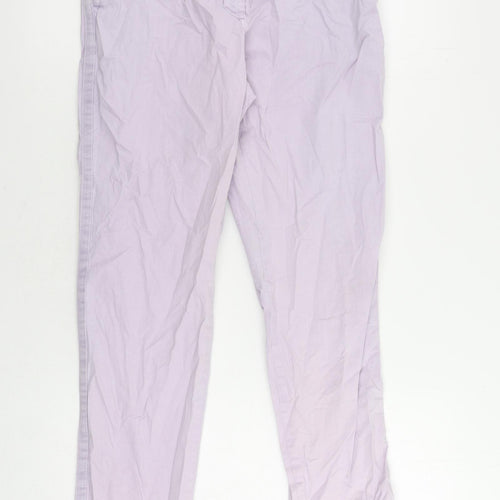 Marks and Spencer Womens Purple Cotton Chino Trousers Size 8 L28 in Regular Zip