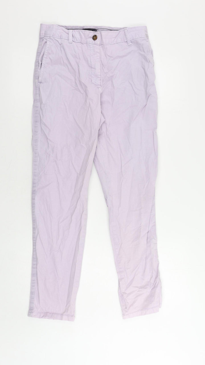 Marks and Spencer Womens Purple Cotton Chino Trousers Size 8 L28 in Regular Zip