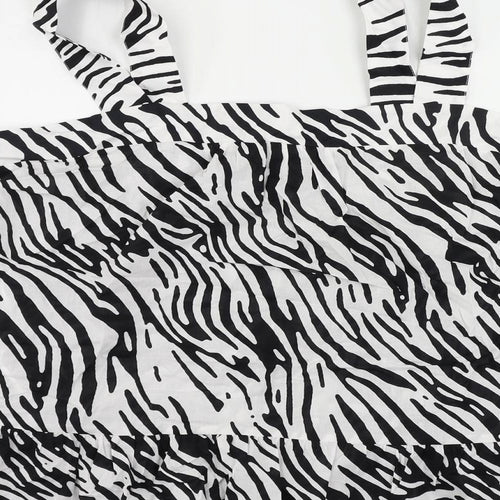 Marks and Spencer Womens Black Animal Print Cotton Basic Tank Size 22 Square Neck