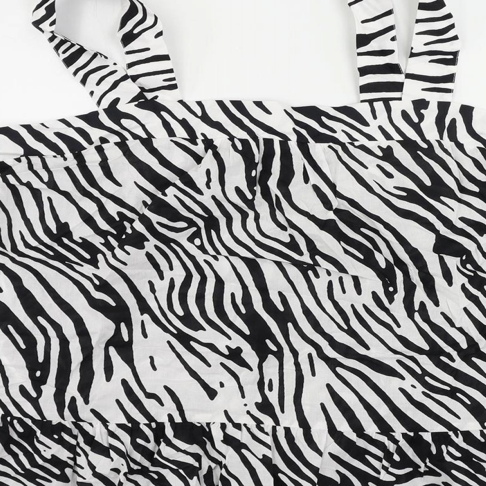 Marks and Spencer Womens Black Animal Print Cotton Basic Tank Size 22 Square Neck