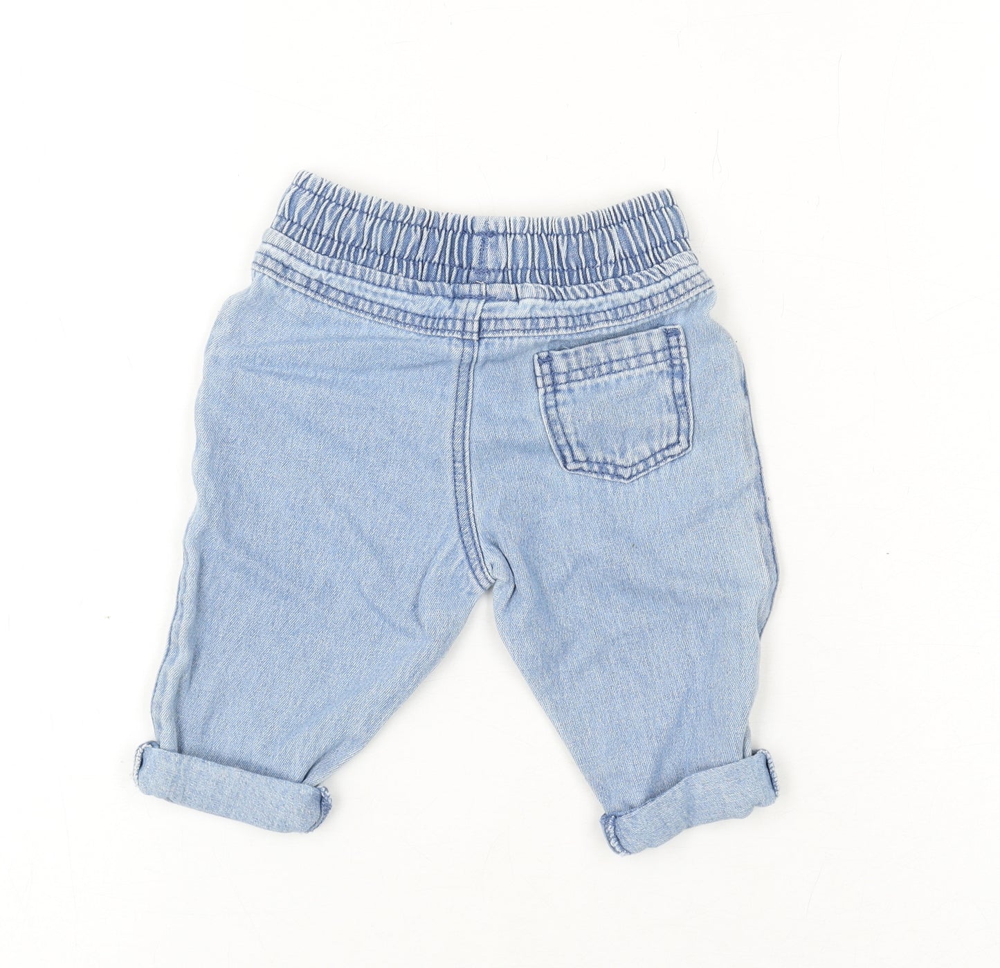 Marks and Spencer Boys Blue Cotton Jogger Jeans Size 0-3 Months Drawstring