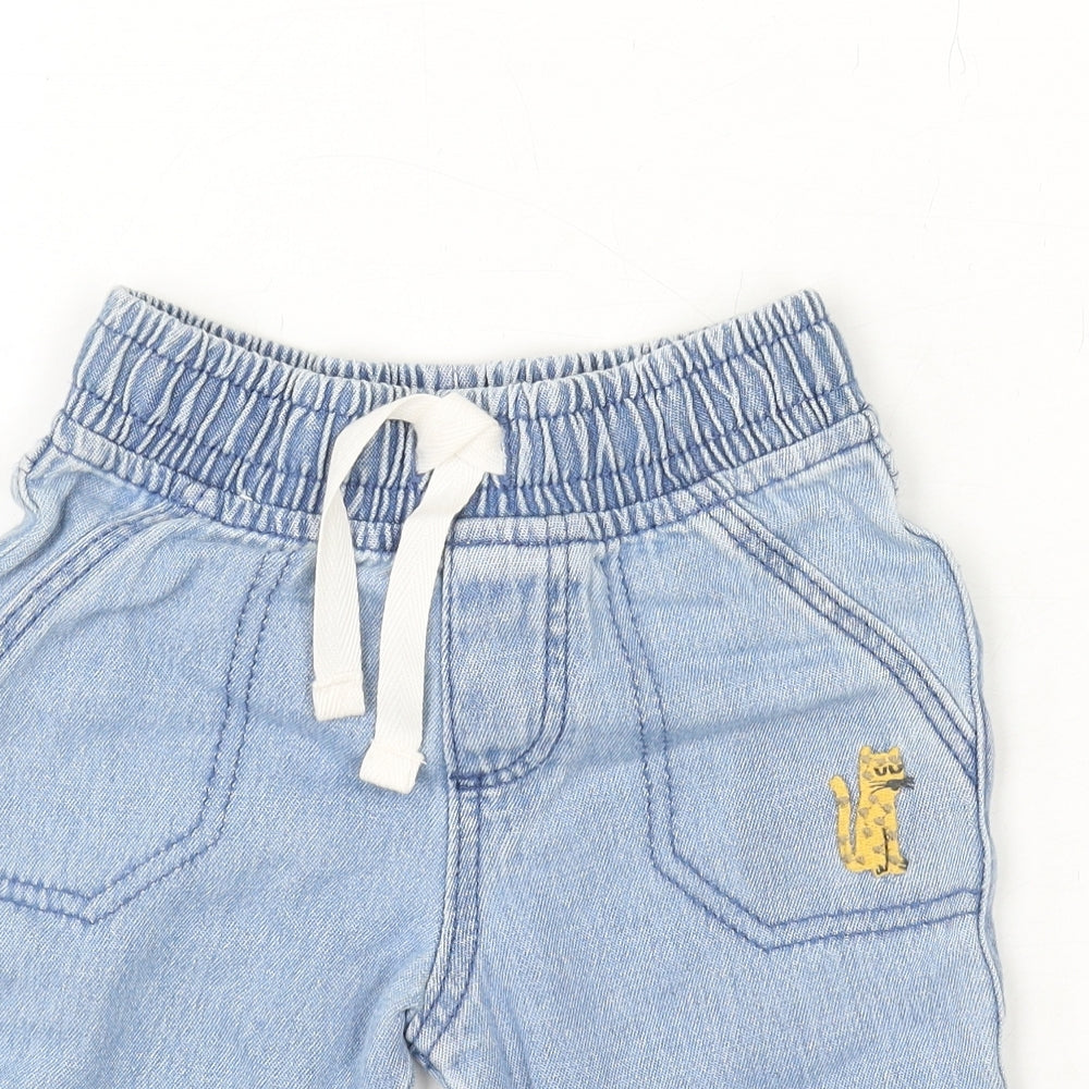 Marks and Spencer Boys Blue Cotton Jogger Jeans Size 0-3 Months Drawstring