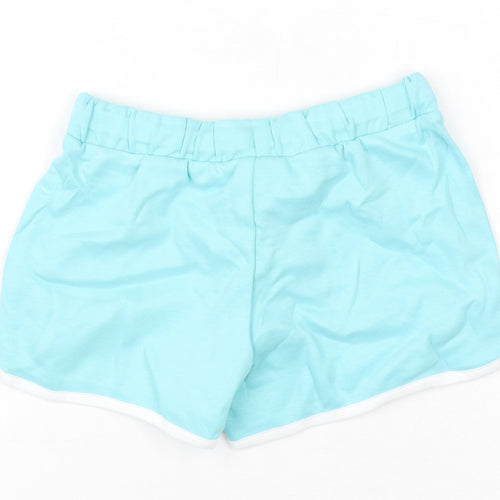 Marks and Spencer Girls Blue Cotton Bermuda Shorts Size 5-6 Years Regular Drawstring