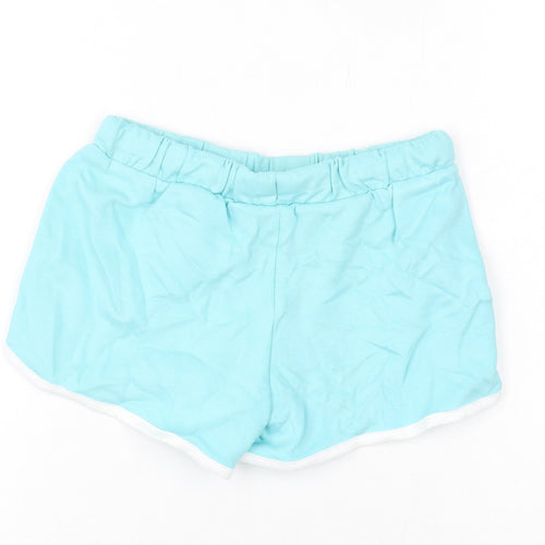 Marks and Spencer Girls Blue Cotton Bermuda Shorts Size 6-7 Years Regular Drawstring