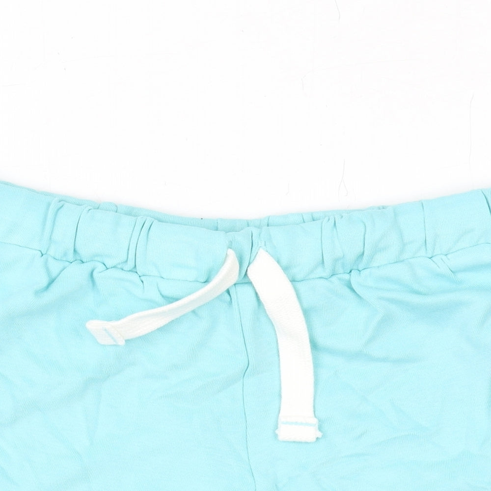 Marks and Spencer Girls Blue Cotton Bermuda Shorts Size 6-7 Years Regular Drawstring